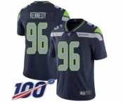 Youth Seattle Seahawks #96 Cortez Kennedy Navy Blue Team Color Vapor Untouchable Limited Player 100th Season Football Jersey