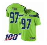 Youth Seattle Seahawks #97 Poona Ford Limited Green Rush Vapor Untouchable 100th Season Football Jersey