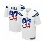 Men's Los Angeles Chargers #97 Joey Bosa Elite White Road USA Flag Fashion Football Jersey