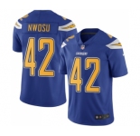Men's Nike Los Angeles Chargers #42 Uchenna Nwosu Elite Electric Blue Rush Vapor Untouchable NFL Jersey