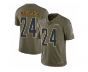 Men Nike Los Angeles Chargers #24 Trevor Williams Limited Olive 2017 Salute to Service NFL Jersey