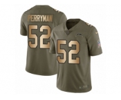 Men Nike Los Angeles Chargers #52 Denzel Perryman Limited Olive Gold 2017 Salute to Service NFL Jersey