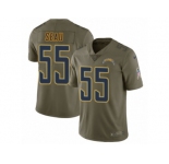 Men Nike Los Angeles Chargers #55 Junior Seau Limited Olive 2017 Salute to Service NFL Jersey