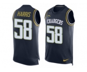 Men Nike Los Angeles Chargers #58 Nigel Harris Limited Navy Blue Player Name & Number Tank Top NFL Jersey