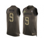 Men Nike Los Angeles Chargers #9 Nick Novak Limited Green Salute to Service Tank Top NFL Jersey