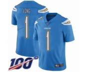 Men's Los Angeles Chargers #1 Ty Long Electric Blue Alternate Vapor Untouchable Limited Player 100th Season Football Jersey