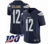 Men's Los Angeles Chargers #12 Travis Benjamin Navy Blue Team Color Vapor Untouchable Limited Player 100th Season Football Jersey