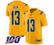 Men's Los Angeles Chargers #13 Keenan Allen Limited Gold Inverted Legend 100th Season Football Jersey