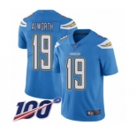 Men's Los Angeles Chargers #19 Lance Alworth Electric Blue Alternate Vapor Untouchable Limited Player 100th Season Football Jersey