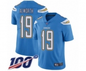 Men's Los Angeles Chargers #19 Lance Alworth Electric Blue Alternate Vapor Untouchable Limited Player 100th Season Football Jersey