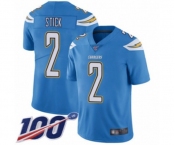 Men's Los Angeles Chargers #2 Easton Stick Electric Blue Alternate Vapor Untouchable Limited Player 100th Season Football Jersey