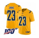 Men's Los Angeles Chargers #23 Rayshawn Jenkins Limited Gold Inverted Legend 100th Season Football Jersey