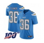 Men's Los Angeles Chargers #36 Roderic Teamer Electric Blue Alternate Vapor Untouchable Limited Player 100th Season Football Jersey