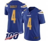 Men's Los Angeles Chargers #4 Michael Badgley Limited Electric Blue Rush Vapor Untouchable 100th Season Football Jersey