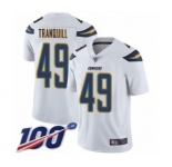 Men's Los Angeles Chargers #49 Drue Tranquill White Vapor Untouchable Limited Player 100th Season Football Jersey