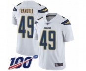 Men's Los Angeles Chargers #49 Drue Tranquill White Vapor Untouchable Limited Player 100th Season Football Jersey