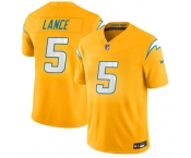 Men's Los Angeles Chargers #5 Trey Lance Gold 2026 F.U.S.E. Alternate Vapor Limited Football Stitched Jersey