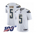 Men's Los Angeles Chargers #5 Tyrod Taylor White Vapor Untouchable Limited Player 100th Season Football Jersey