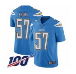 Men's Los Angeles Chargers #57 Jatavis Brown Electric Blue Alternate Vapor Untouchable Limited Player 100th Season Football Jersey