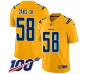 Men's Los Angeles Chargers #58 Thomas Davis Sr Limited Gold Inverted Legend 100th Season Football Jersey