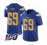 Men's Los Angeles Chargers #69 Sam Tevi Limited Electric Blue Rush Vapor Untouchable 100th Season Football Jersey