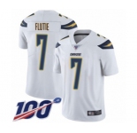 Men's Los Angeles Chargers #7 Doug Flutie White Vapor Untouchable Limited Player 100th Season Football Jersey