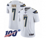 Men's Los Angeles Chargers #7 Doug Flutie White Vapor Untouchable Limited Player 100th Season Football Jersey