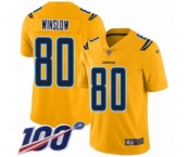Men's Los Angeles Chargers #80 Kellen Winslow Limited Gold Inverted Legend 100th Season Football Jersey