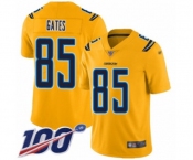 Men's Los Angeles Chargers #85 Antonio Gates Limited Gold Inverted Legend 100th Season Football Jersey