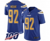 Men's Los Angeles Chargers #92 Brandon Mebane Limited Electric Blue Rush Vapor Untouchable 100th Season Football Jersey