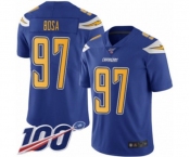 Men's Los Angeles Chargers #97 Joey Bosa Limited Electric Blue Rush Vapor Untouchable 100th Season Football Jersey