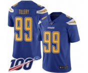 Men's Los Angeles Chargers #99 Jerry Tillery Limited Electric Blue Rush Vapor Untouchable 100th Season Football Jersey