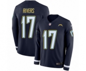 Men's Nike Los Angeles Chargers #17 Philip Rivers Limited Navy Blue Therma Long Sleeve NFL Jersey