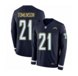 Men's Nike Los Angeles Chargers #21 LaDainian Tomlinson Limited Navy Blue Therma Long Sleeve NFL Jersey