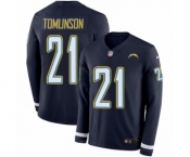 Men's Nike Los Angeles Chargers #21 LaDainian Tomlinson Limited Navy Blue Therma Long Sleeve NFL Jersey