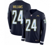 Men's Nike Los Angeles Chargers #24 Trevor Williams Limited Navy Blue Therma Long Sleeve NFL Jersey