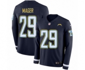 Men's Nike Los Angeles Chargers #29 Craig Mager Limited Navy Blue Therma Long Sleeve NFL Jersey