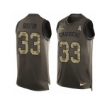Men's Nike Los Angeles Chargers #33 Tre Boston Limited Green Salute to Service Tank Top NFL Jersey