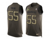 Men's Nike Los Angeles Chargers #55 Junior Seau Limited Green Salute to Service Tank Top NFL Jersey