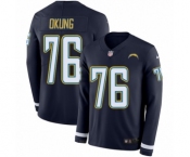 Men's Nike Los Angeles Chargers #76 Russell Okung Limited Navy Blue Therma Long Sleeve NFL Jersey