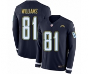 Men's Nike Los Angeles Chargers #81 Mike Williams Limited Navy Blue Therma Long Sleeve NFL Jersey