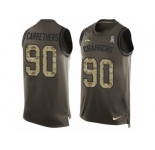 Men's Nike Los Angeles Chargers #90 Ryan Carrethers Limited Green Salute to Service Tank Top NFL Jersey
