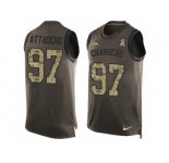 Men's Nike Los Angeles Chargers #97 Jeremiah Attaochu Limited Green Salute to Service Tank Top NFL Jersey