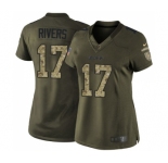 Women's Los Angeles Chargers #17 Philip Rivers Limited Green Salute to Service Football Jersey