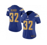 Women Nike Los Angeles Chargers #32 Branden Oliver Limited Electric Blue Rush Vapor Untouchable NFL Jersey