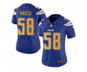 Women Nike Los Angeles Chargers #58 Uchenna Nwosu Electric Blue Stitched NFL Limited Rush Jersey