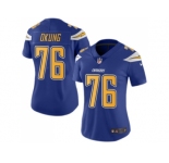 Women Nike Los Angeles Chargers #76 Russell Okung Electric Blue Stitched NFL Limited Rush Jersey