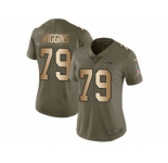 Women Nike Los Angeles Chargers #79 Kenny Wiggins Limited Olive Gold 2017 Salute to Service NFL Jersey