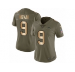 Women Nike Los Angeles Chargers #9 Nick Novak Limited Olive Gold 2017 Salute to Service NFL Jersey