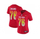 Women Nike Los Angeles Chargers#76 Russell Okung Red Stitched NFL Limited AFC 2018 Pro Bowl Jersey